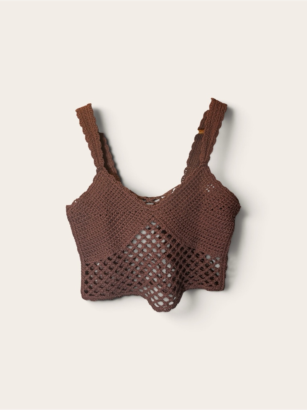 Crochet Bralette Tank Top in Chocolate Brown